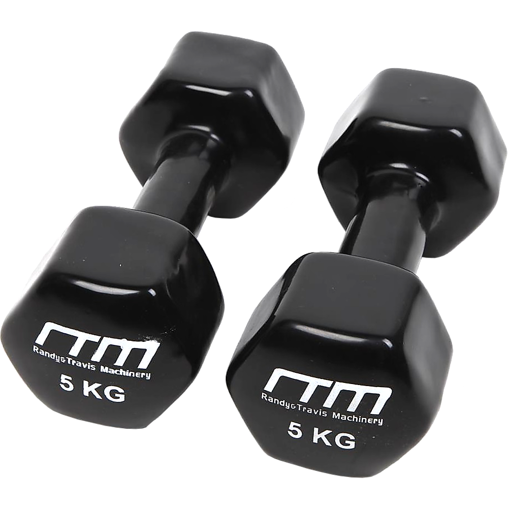 5kg Dumbbells Pair PVC Hand Weights Rubber Coated