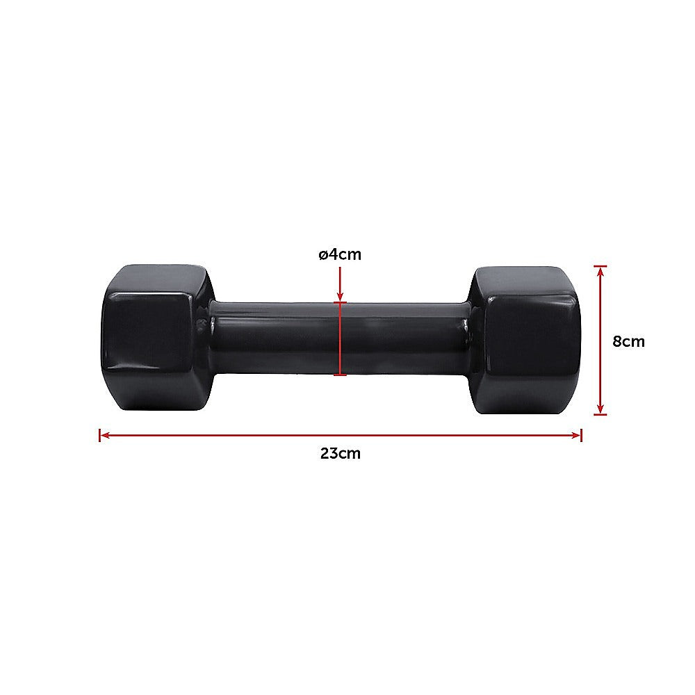 5kg Dumbbells Pair PVC Hand Weights Rubber Coated