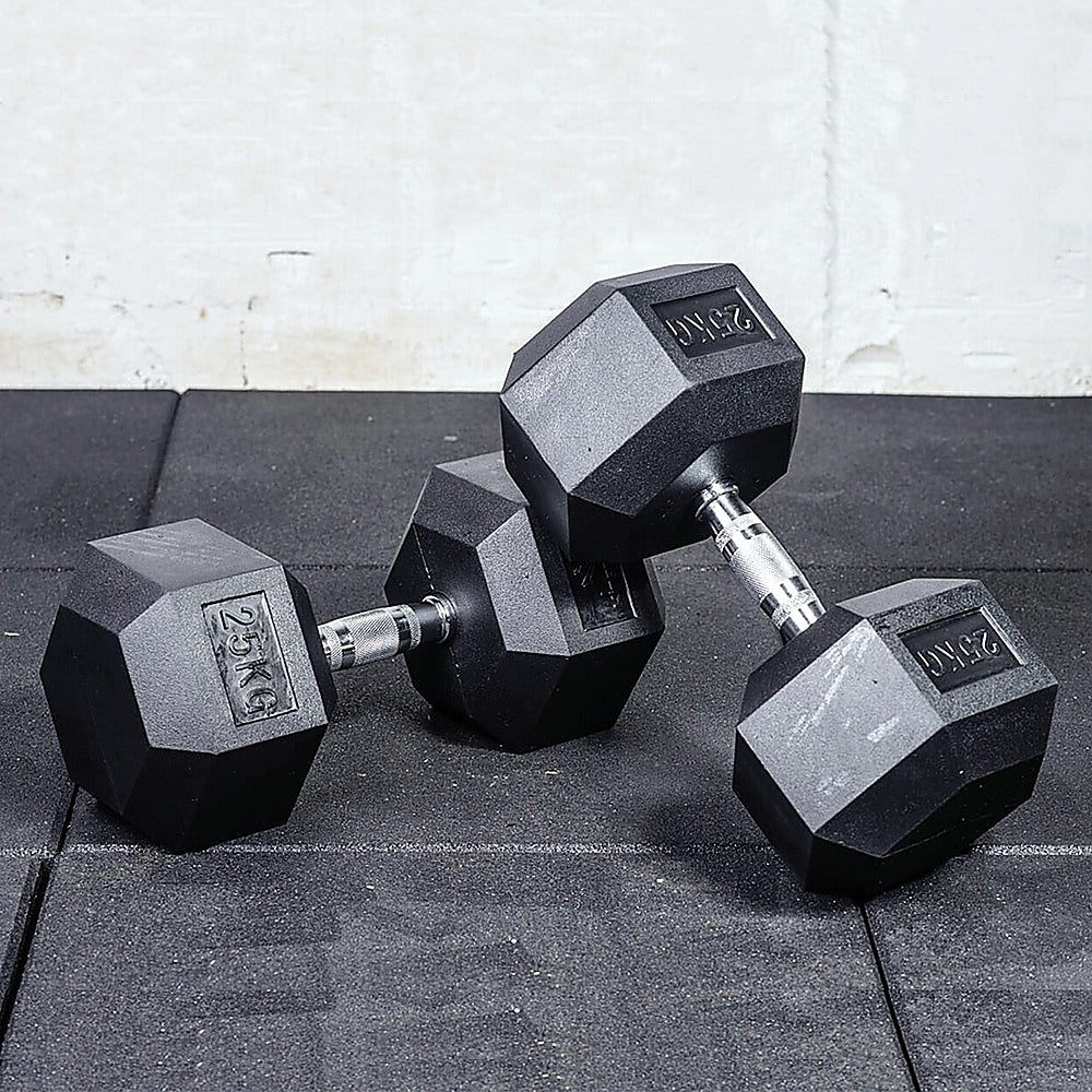 25KG Commercial Rubber Hex Dumbbell Gym Weight