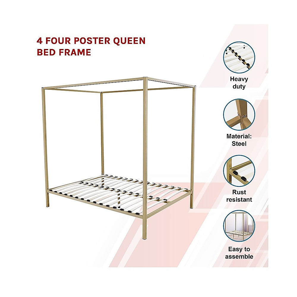 4 Four Poster Queen Bed Frame