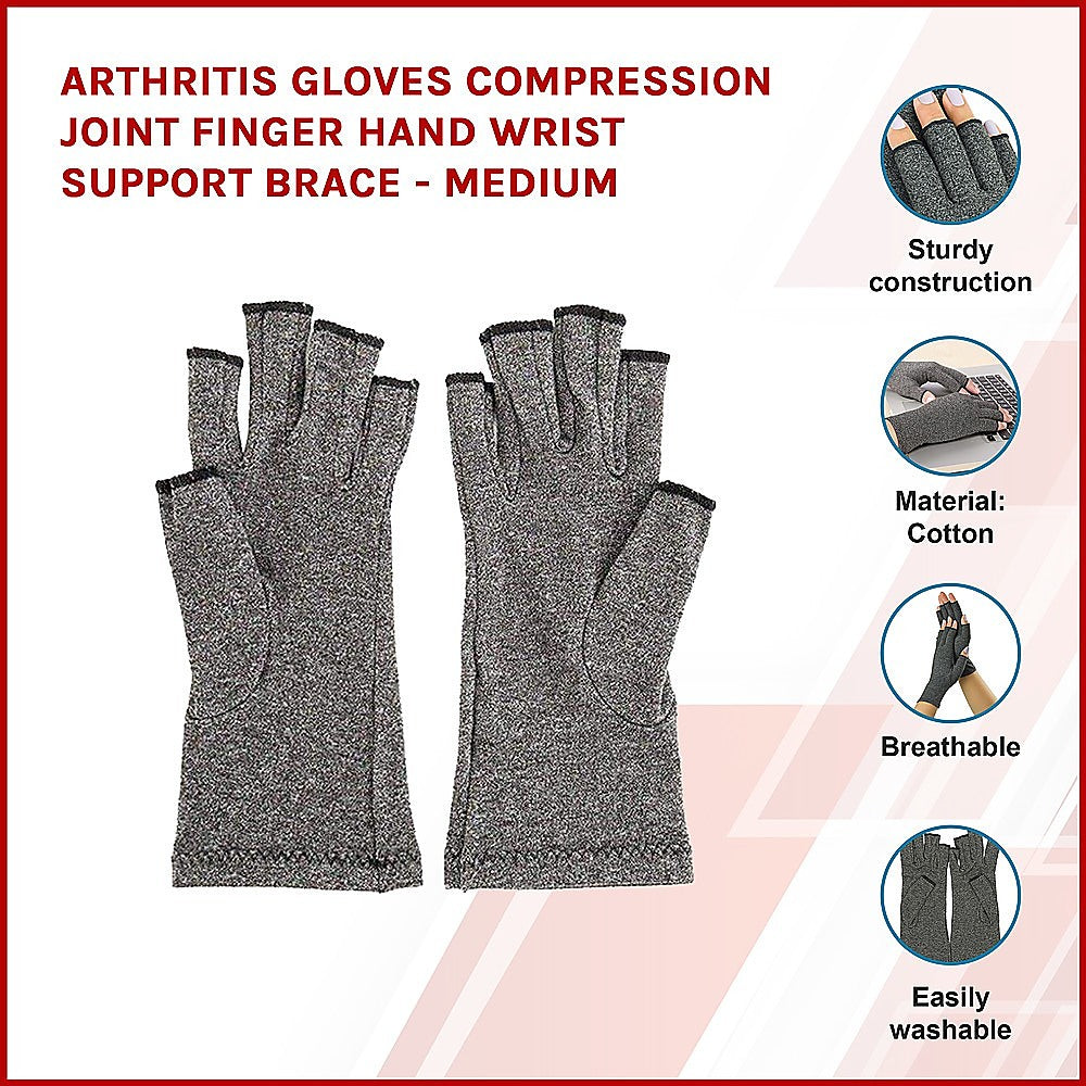 Arthritis Gloves Compression Joint Finger Hand Wrist Support Brace - Medium