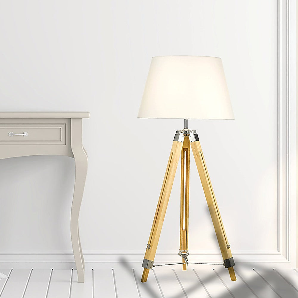 Modern Floor Lamp Wood Tripod Home Bedroom Reading Light 145cm