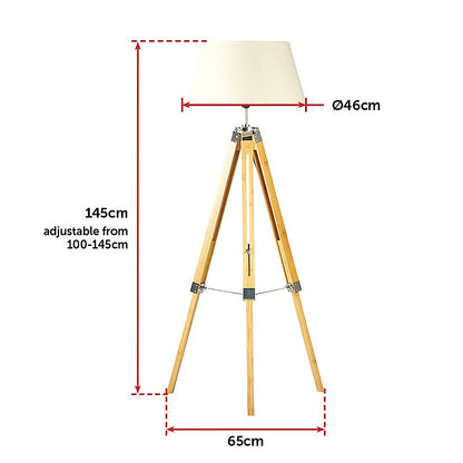 Modern Floor Lamp Wood Tripod Home Bedroom Reading Light 145cm