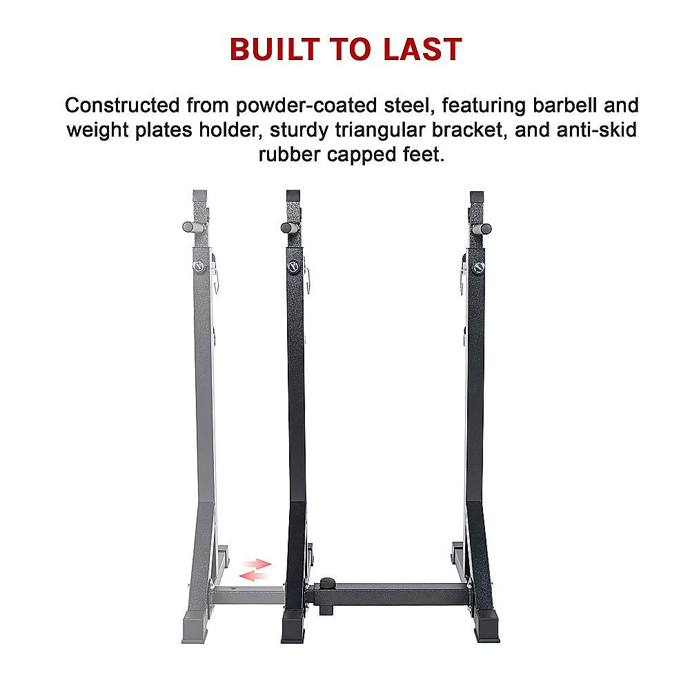 Commercial Squat Rack Adjustable Pair Fitness Exercise Weight Lifting Gym Barbell Stand