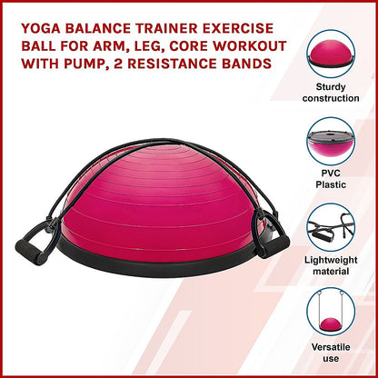 Yoga Balance Trainer Exercise Ball for Arm, Leg, Core Workout with Pump, 2 Resistance Bands