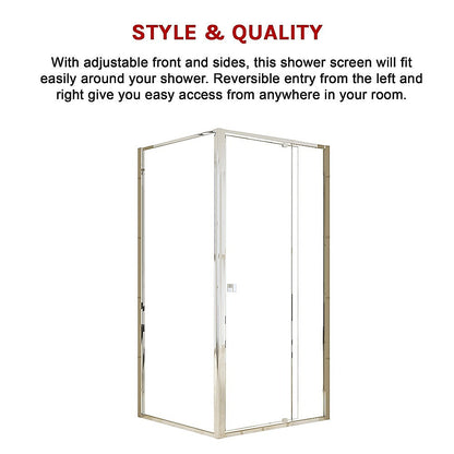 Semi Frameless Shower Screen (98~106)x 195cm & (89~92)x 195cm Side AS/NZS Glass