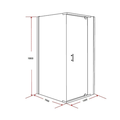 Shower Screen 1000x1000x1900mm Framed Safety Glass Pivot Door By Della Francesca