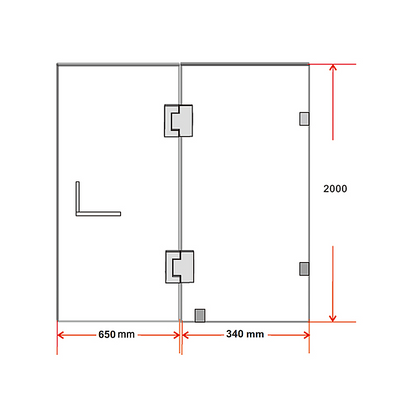 100 x 200cm Wall to Wall Frameless Shower Screen 10mm Glass By Della Francesca