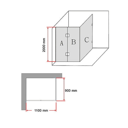 1100 x 900mm Frameless 10mm Glass Shower Screen By Della Francesca