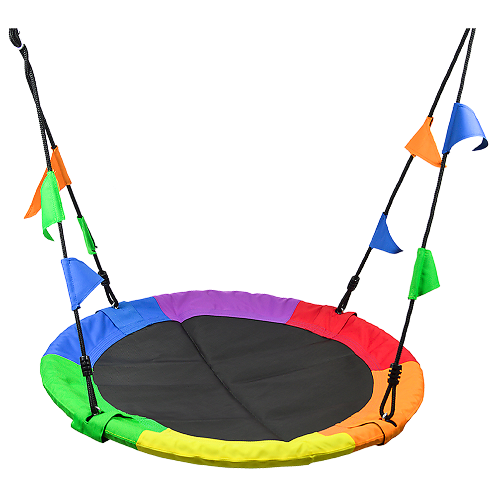 1m Tree Swing in Multi-Color Rainbow Kids Indoor/Outdoor Round Mat Saucer Swing