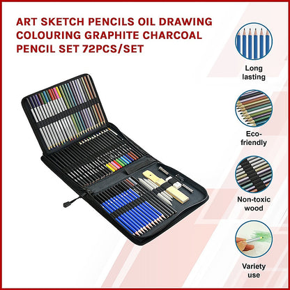 Art Sketch Pencils Oil Drawing Colouring Graphite Charcoal Pencil Set 72pcs/set