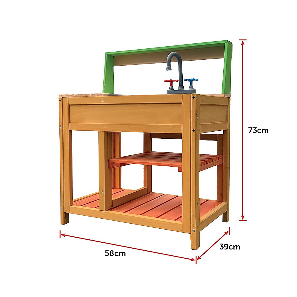 Children’s Outdoor Play Mud Kitchen Sand Pit with Display Shelf