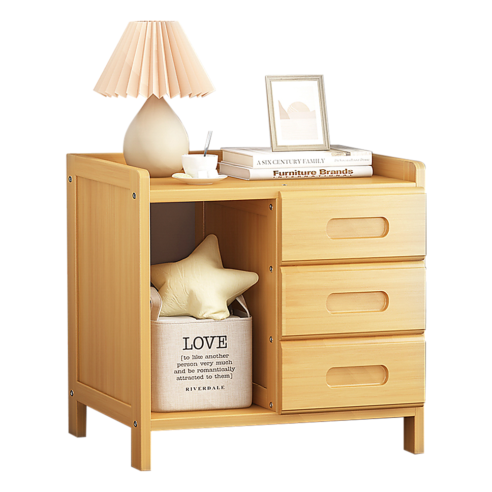 Bamboo Bedside Table Nightstand Storage Bedroom Sofa Side Stand