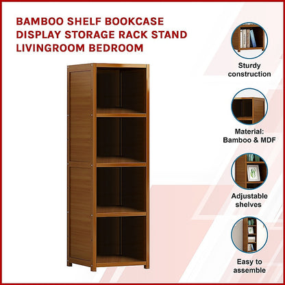 Bamboo Shelf Bookcase Display Storage Rack Stand Livingroom Bedroom