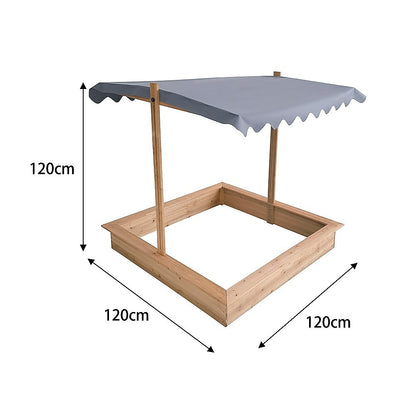 Kids Wooden Toy Sandpit with Adjustable Canopy