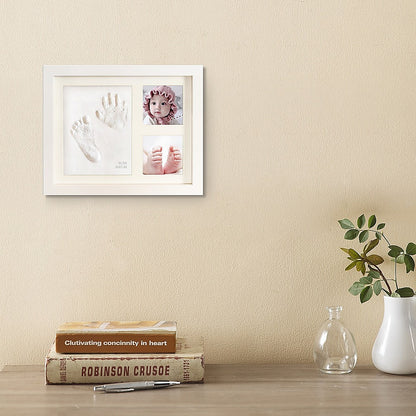 Baby Hand & Foot Print Clay Cast Kit Photo Picture Frame Christening Gift