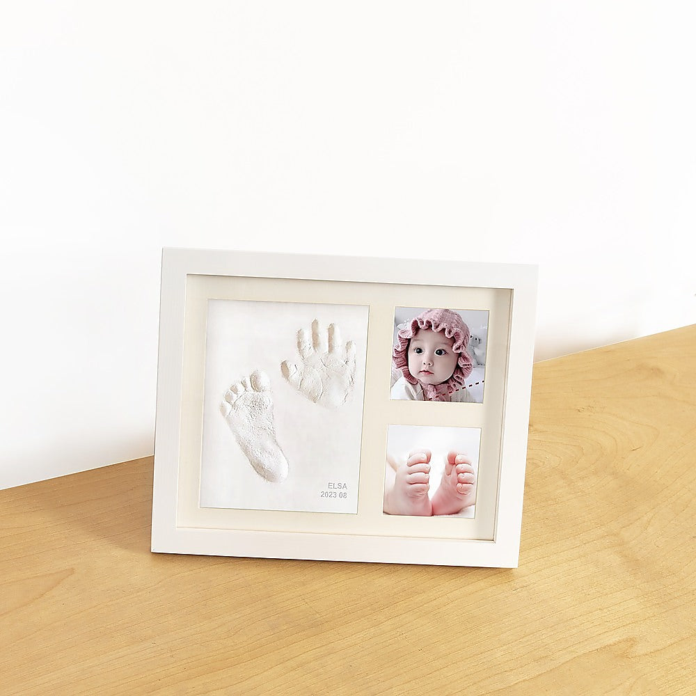 Baby Hand & Foot Print Clay Cast Kit Photo Picture Frame Christening Gift