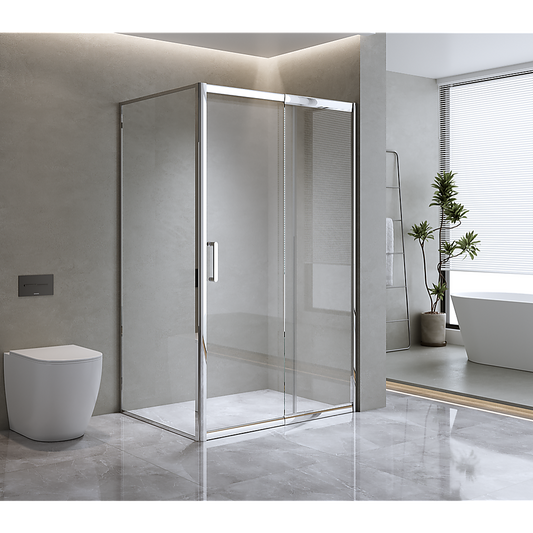 Adjustable 1300x800mm Single Door Corner Sliding Glass Shower Screen in Chrome