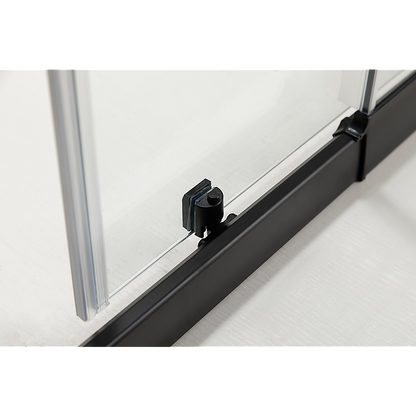 Adjustable 1000x1100mm Double Sliding Door Glass Shower Screen in Black