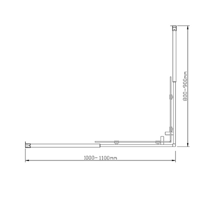 Adjustable 1100x900mm Double Sliding Door Glass Shower Screen in Black