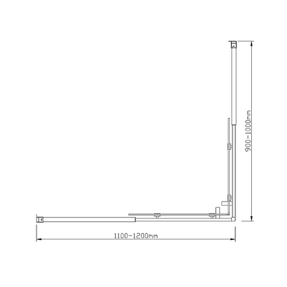 Adjustable 1200x1000mm Double Sliding Door Glass Shower Screen in Gold