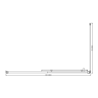 Adjustable 1400x800mm Single Door Corner Sliding Glass Shower Screen in Black