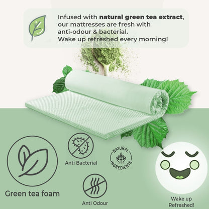 Green Tea Cool Gel Memory Foam Mattress 36cm 5 Zone King