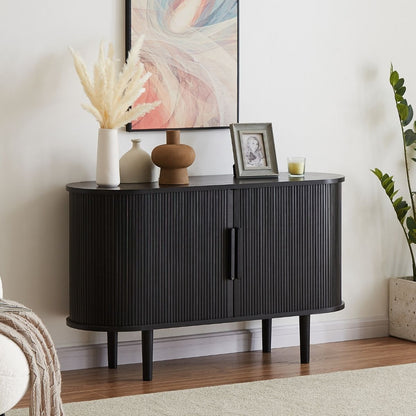 Tate Black Column Wooden Sideboard Table