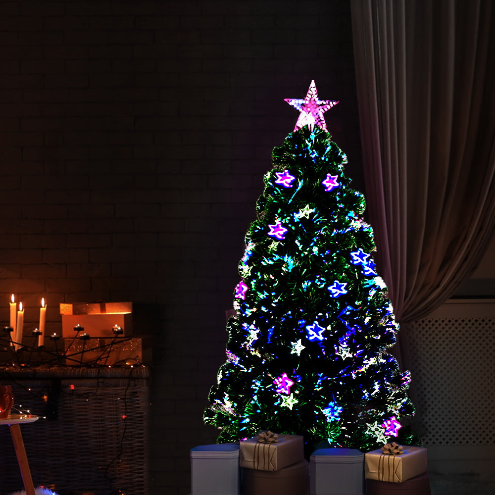 Jingle Jollys 1.2m Christmas Tree Optic Fibre LED Xmas tree Multi Colour