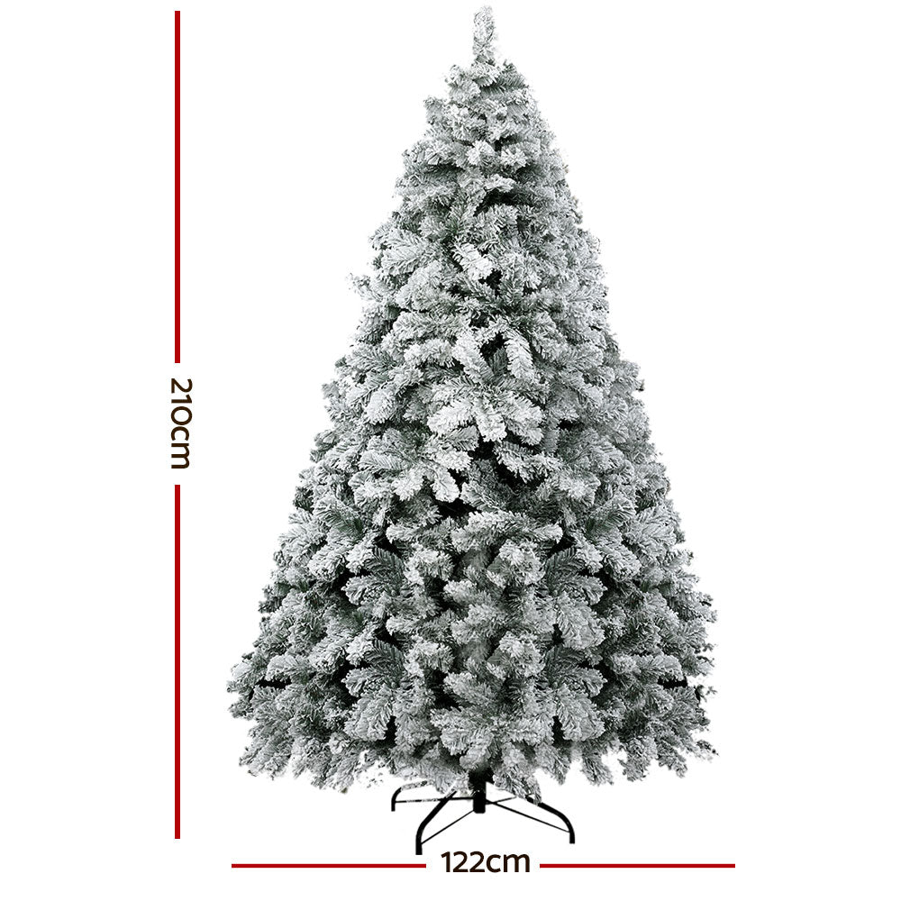 Jingle Jollys Christmas Tree 2.1m Snow Flocked Xmas Tree Decorations 859 Tips