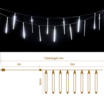 Jingle Jollys 12m Christmas Shower Lights 960 LED Icicle Falling Rain Meteor