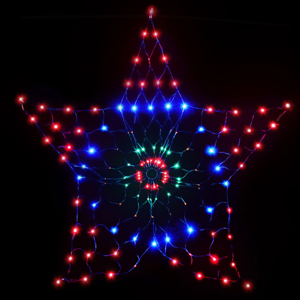 Jingle Jollys Christmas Lights Motif LED Star Net Waterproof Outdoor Colourful